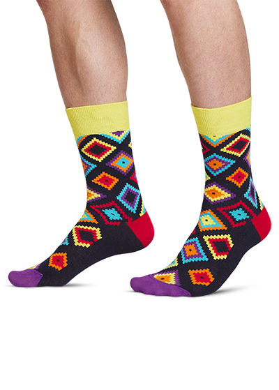 Black, Red And Yellow Mirage Ribbed Socks - GBNY